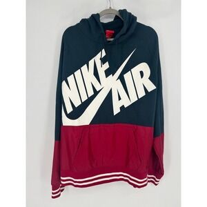 Nike Air Hoodie Men's XXL Navy Red Colorblock Oversized Graphic Streetwear Retro